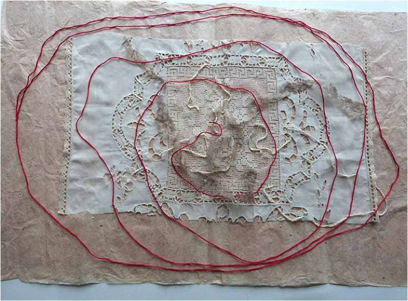 Bell, A. F. (2014) Thesis outline. (Handmade paper, handmade lace, silk, cotton yarns).